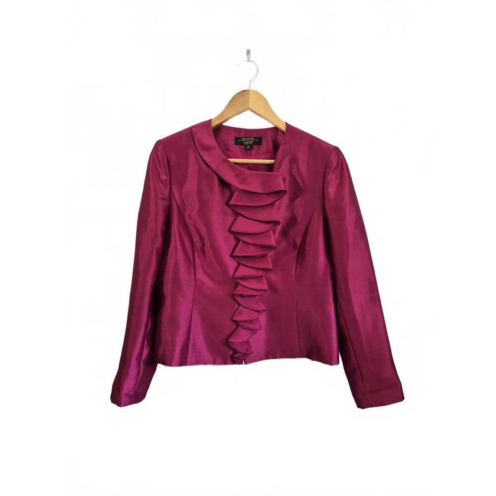 Tahari Arthur Levine Luxe Petite Ladies Ruffle Front Dress Blazer Color